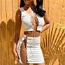 Bandage Women 2 Piece Sets Sleeveless Party Club Hollow Out Slim Crop Top and Skirt Suit Two Piece Skirt Set