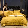 Beauty Luxury Wedding Embroidery Solid Color Bridal Bed Sheet 100% Cotton King Size 4 Pcs Satin Red Bedspreads Bedding Set