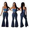 Bell Bottom Stretch Jeans High Waist Button Slim Women Jeans Flare Pants