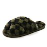 Big Size Plaid Comfortable Cross Small Rabbit Fur Warm Slippers Slides for Women