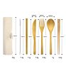 Biodegradable Bamboo Fiber Tableware Sets Spoon Fork Knife Straw Chopsticks Reusable Bamboo Fiber Cutlery Set