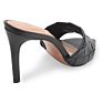 Black Pu Leather Women's Pointed Toe Mules Stiletto High Heels Sandals