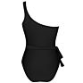 Black Solid Tie Side One Shoulder One Piece Swimsuit Bathing Suits Women Sports One Piece Swimwear Monokini