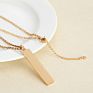 Blank Vertical Bar Necklace Jewelry Name Bar Necklace Personalized Engraved Letter, Date Bar Necklace for Men Women