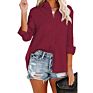 Blusa Ladies Blouses Elegant Embossed Long Sleeve Button down Women Shirts