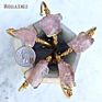 Bm27692 Raw Rose Quartz Cuff Bracelet Chunky Geometric Crystal Bracelet Boho Chic Adjustable Raw Brass Gold Bangle Bracelet