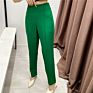 Bmurhmza Pants Spring Style Women's Wear Temperament All-Match Solid Color High-Waist Pleated Pants Za