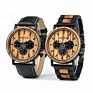 Bobo Bird Black Wood Watch Stainless Steel Auto Date Watches for Men