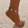 Bohemian Handmade Braided Turquoise Bead Sea Shell Ankle Bracelet Natural Cowrie Shell Anklet