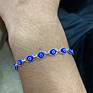 Boho 18K Gold Plated Lucky Evil Eyes Bracelet 7.5 Inch Blue Evil Eyes Charm Bracelet for Girls
