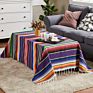 Boho Ethnic Style Beach Blanket Beach Towel Tassels Throw Rug Mexican Style Picnic Blanket Handmade Striped Tablecloth