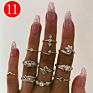 Boho Vintage Ring Set Gold Knuckle Rings for Women Crystal Star Crescent Geometric Female Finger Rings Set Jewelry