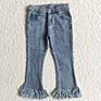 Boutique Girls Denim Bell Bottoms Baby Jeans Pant Stretch Elastic Flare Pants Jeans for Kids