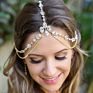 Bridal Headband Rhinestone Wedding Hair Chain Headpiece Accessories for Women Boho Forehead Head Chain Jewelry