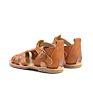 Brown Color Girls Sandal T-Strap Smooth Cow Leather for Kids Smile Baby Breathable Poly Bags Buckle Strap Mixed Colors