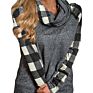 Buffalo Plaid Cowl Neck Sweater