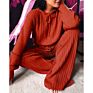 C1 Ladies Autumn 2Pcs Ribbed Sweaters Crop Top Pants Suits Loose Cozy Casual Women Lounge Wear Sets