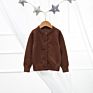 screw  neck single button cotton kids cardigan sweater