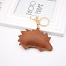 Cartoon Hedgehog Pattern Leather Key Chain Embossed Logo Luxury Keychain Keyrings