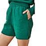 Casual Solid Color Crop Top and Shorts Loose 2 Piece Set Sport Female Tracksuits Buttons for Clothes