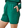 Casual Solid Color Crop Top and Shorts Loose 2 Piece Set Sport Female Tracksuits Buttons for Clothes