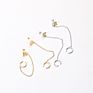 Centi Jewelry Stainless Steel Diamond Inlaid Chain Drop Earrings Ins Women Minimal Gold Chain Linked Stud Ear Cuffs