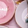 Ceramic Pink White Jewelry Tray Ring Dish Oval Shape with Gold Rim Decorative Trinket Plate Jewelry Organizer Dish Ring Holder
