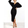 Cheapest Product Dresses Women Lady Elegant Party Designer Women V Neck Bodycon Waist Belt Dress