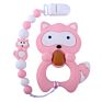 Chewable Silicone Raccoon Teether Baby Teething Pacifier Clip Dummy Chain Holder Silicone Pacifier Clip