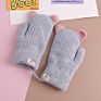 Children Hanging Neck Mittens Gloves Warm Thick Kid Cut Cartoon Bear Full Finger Knitting Gloves