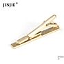 Chinese Rectangle Gold Plated Black Stripe Cuff Links and Tie Clip Set