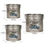 Christmas Galvanized Metal Flower Bucket Farmhouse Rustic round Tub Galvanized Pot Metal Tin Planters for Garden Home Set of 3