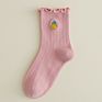 Colorful Fruit Embroidery Cartoon Socks Women Agaric Ruffle Edge Pile Socks Caramella Socks