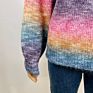 Colorful Material Crew Neck Long Sleeve Rainbow Jumper Women Knit Pullover plus Size Sweater for Ladies