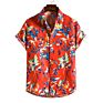 Cotton Hawaiian Shirts Printing Short Sleeves Casual Mens Shirts