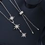 Creative 925 Silver Pendant Necklace Six Star Necklace Female with Diamond Sweater Chain