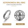 Creative Silver Sphere-Ring Foldable Ball Complex Rotating Cosmic Finger Astronomical Ring for Men