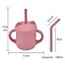Creative Straw Cup Printed Silicone Baby Drinking Cup with Straw