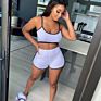 Crop Top with Pants Two Piece Shorts Set Pyjamas Women Sleepwear