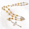 Crystal Rosary Jesus Cross Necklace Religious Christ Prayer Beads