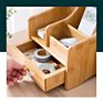 Customizable Wooden Cosmetic Organizer with Storage Drawer Other Office Desk Organizer