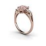Customized Sparkling 10*7Mm Pear Cut Pink Moissanite Engagement Three Stone Ring
