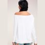 Customizing Embroidery off the Shoulder T-Shirt Lightweight for Womens Casual Wear Fitness Pullover Sweatshirts Tops