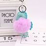 Cute Faux Fluffy Plush Ball Keyring Car Key Chain Women Handbag Pompom Lovely Leather Seahorse Pompom Keychain