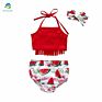 Cute Tassel Top Bikini Set Dinosaur Print Shorts Baby Swimwear Suit Dggs-024