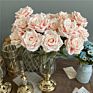 D-Rb002 Novel Design Autumn Dusty Rust Blue Silk Rose Artificial Flowers Bouquet for Wedding Home Decoration