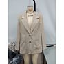 D14032 Autumn and Style Casual Solid Color Lapel Long Sleeve Suit Jacket Ladies Corduroy Coat