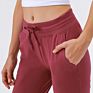 D19069 Women's Drawstring Joggers Active Sweatpants Nylon Spandex Soft Tapered Workout Yoga Lounge Track Pants with Pockets