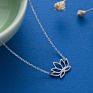 Dainty Lotus Shape Sterling Silver Yoga Pendant Necklace for Women