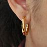 Dainty Minimalist round Hollow Huggie Piercing Arete Gold Colored C Shape Earring Statement Lightweight Chunky Open Hoop Earring